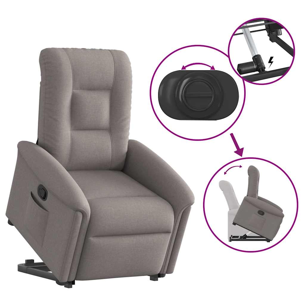 Relaxsessel mit Aufstehhilfe Taupe Stoff