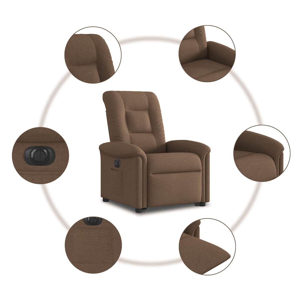 Relaxsessel mit Aufstehhilfe Elektrisch Braun Stoff