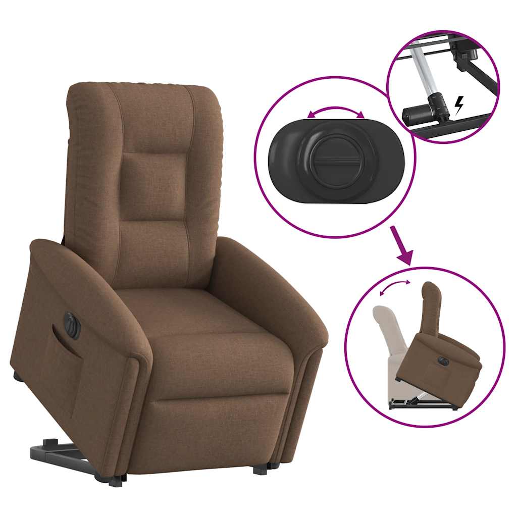 Relaxsessel mit Aufstehhilfe Elektrisch Braun Stoff