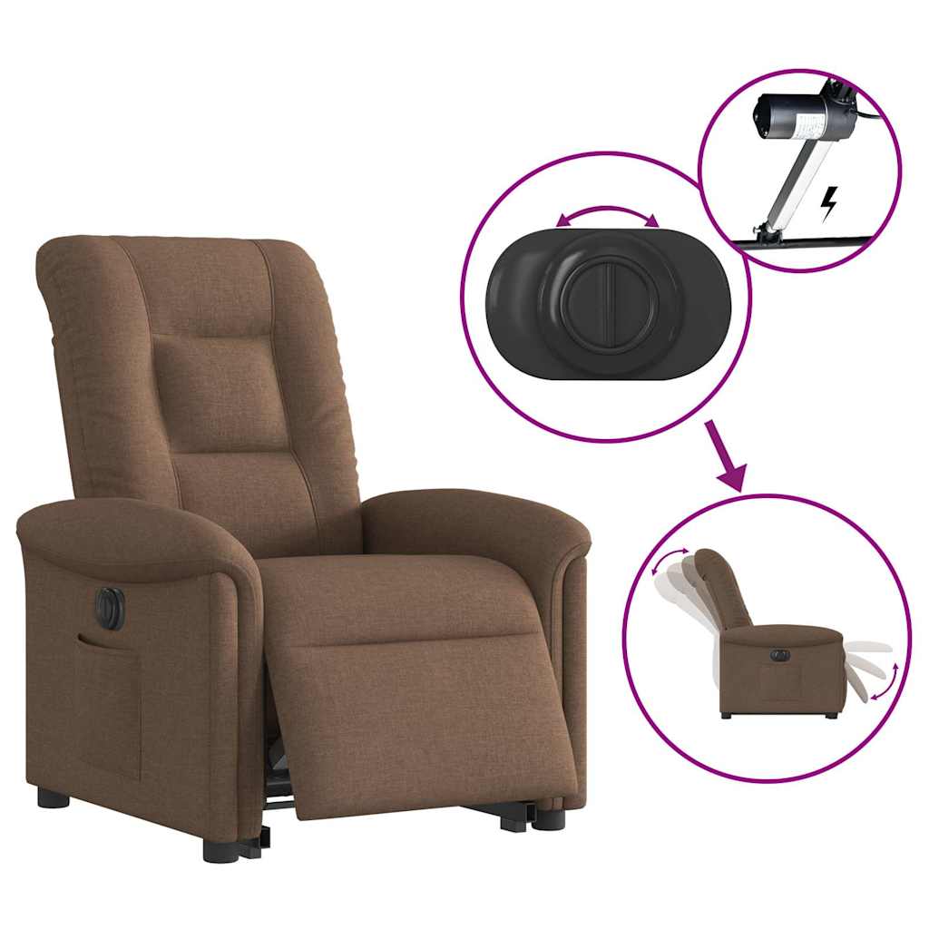 Relaxsessel mit Aufstehhilfe Elektrisch Braun Stoff