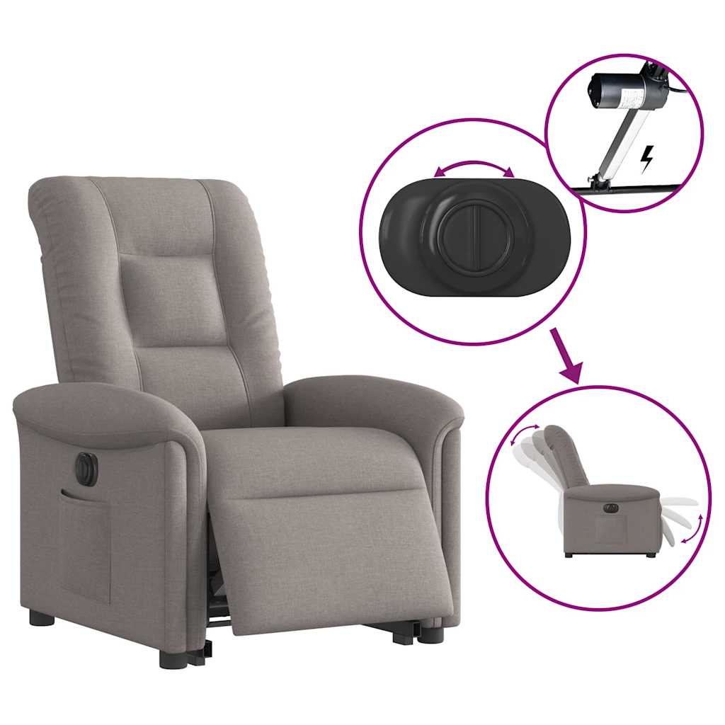 Relaxsessel mit Aufstehhilfe Elektrisch Taupe Stoff