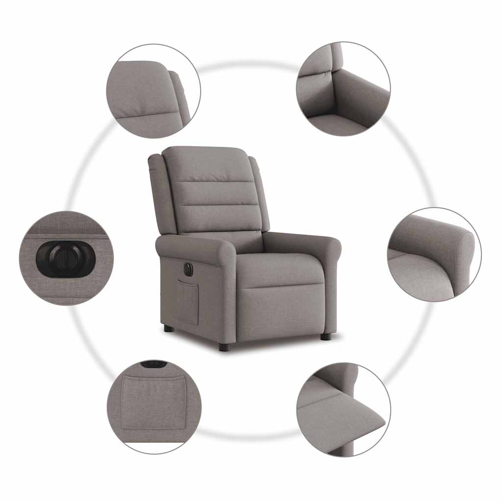 Relaxsessel Elektrisch Taupe Stoff