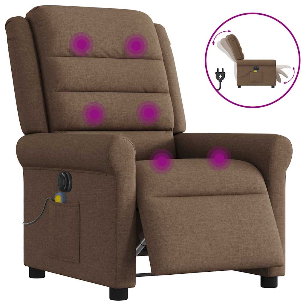 Massagesessel Elektrisch Braun Stoff