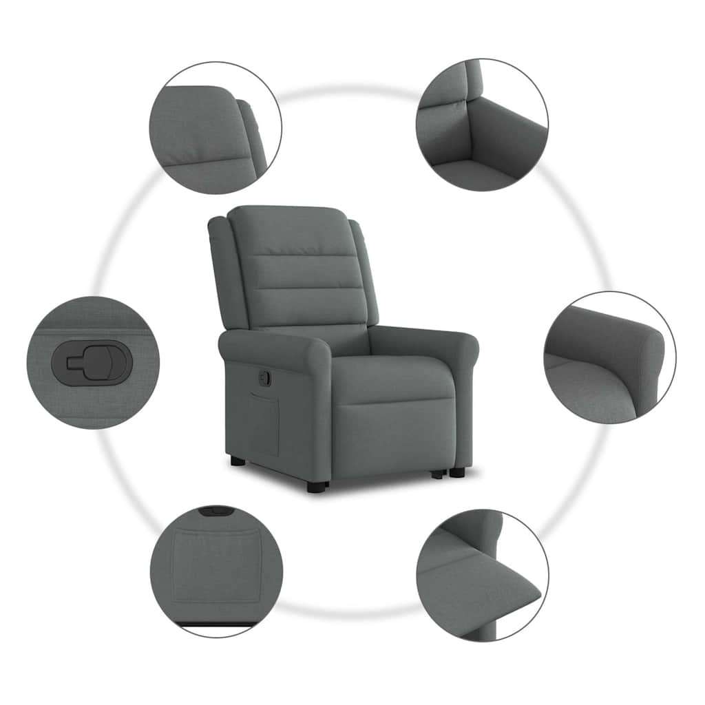 Relaxsessel mit Aufstehhilfe Dunkelgrau Stoff