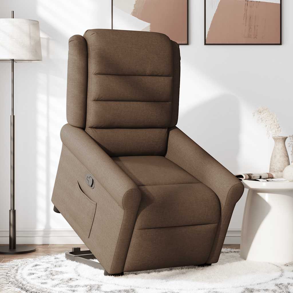 Relaxsessel mit Aufstehhilfe Braun Stoff