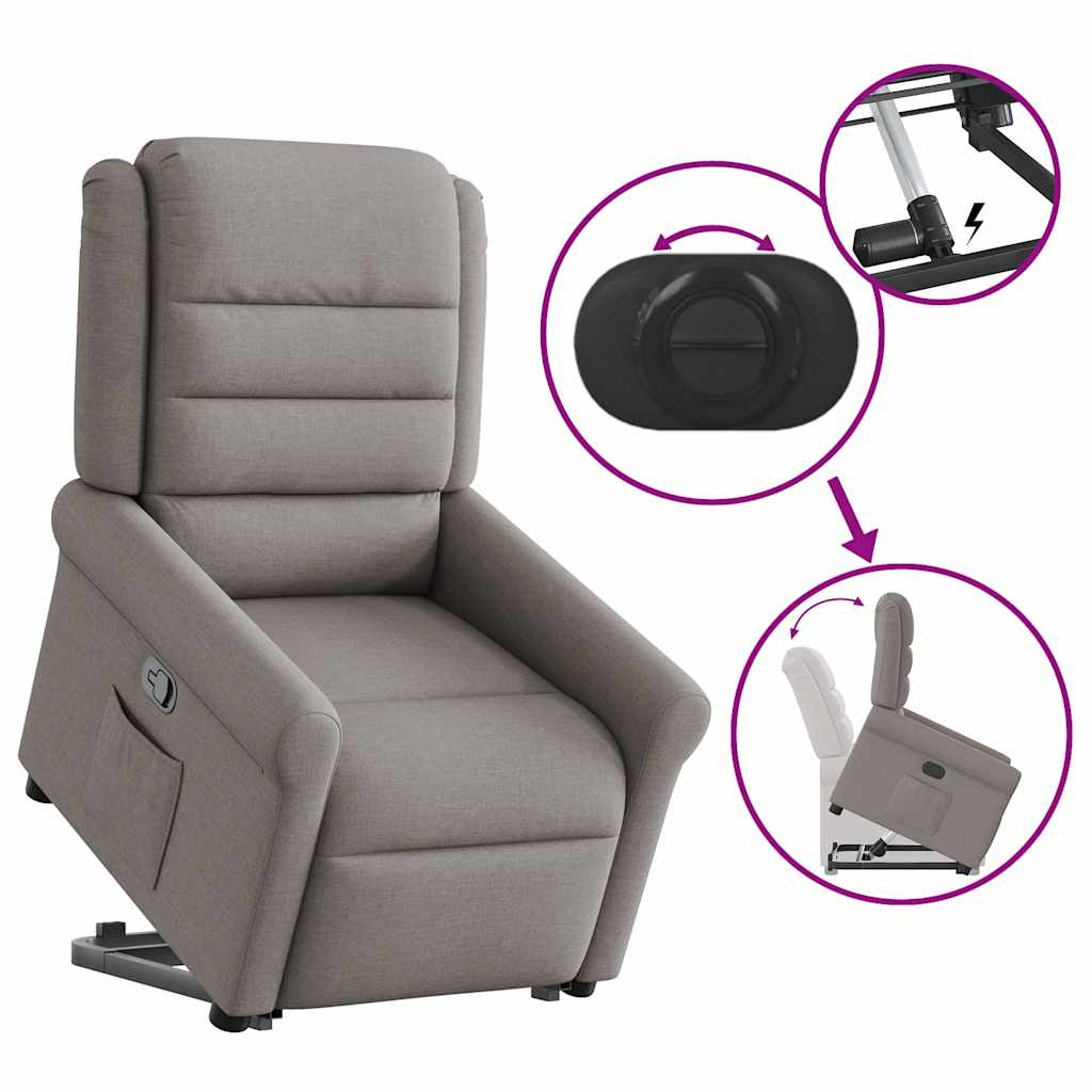Relaxsessel mit Aufstehhilfe Taupe Stoff