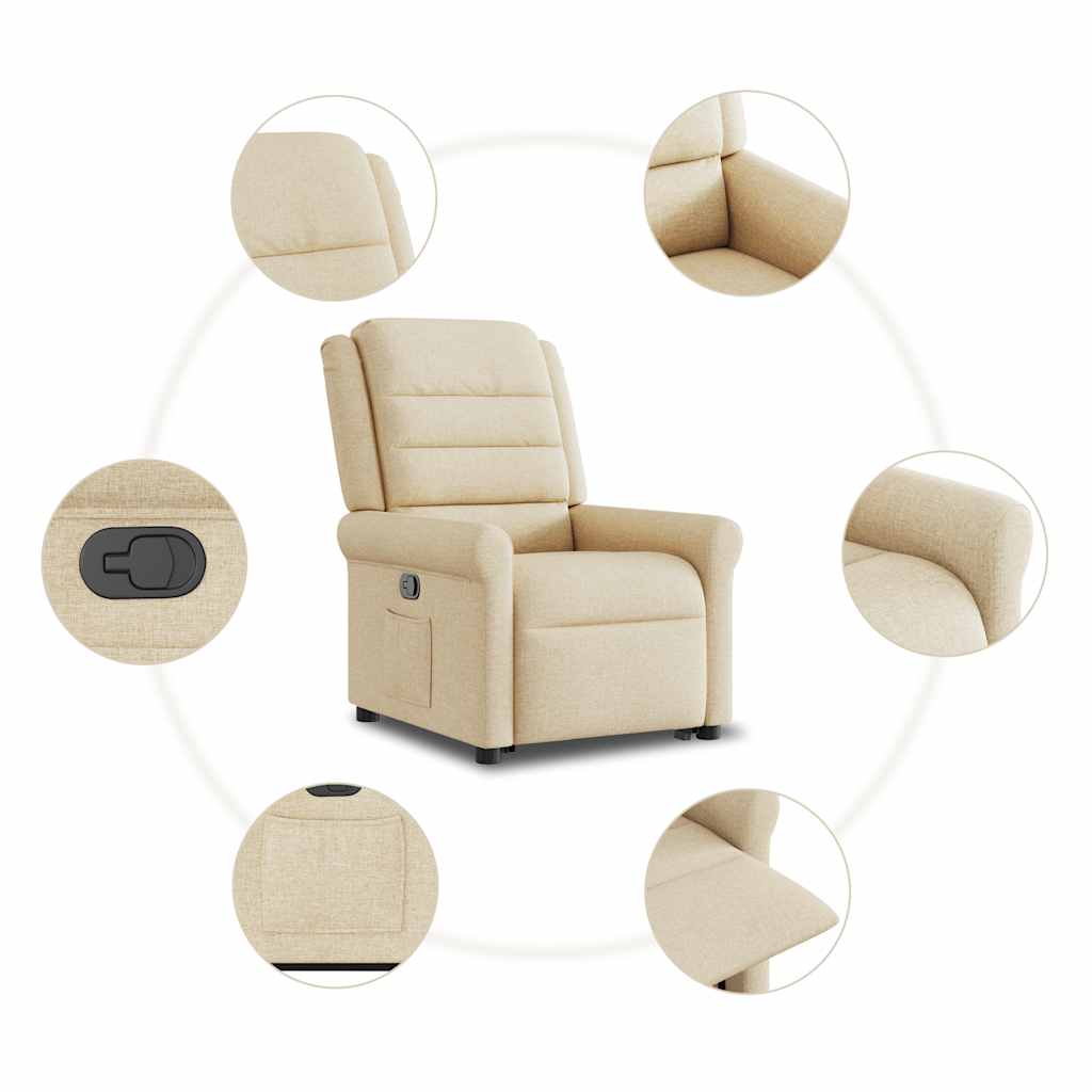 Relaxsessel mit Aufstehhilfe Creme Stoff
