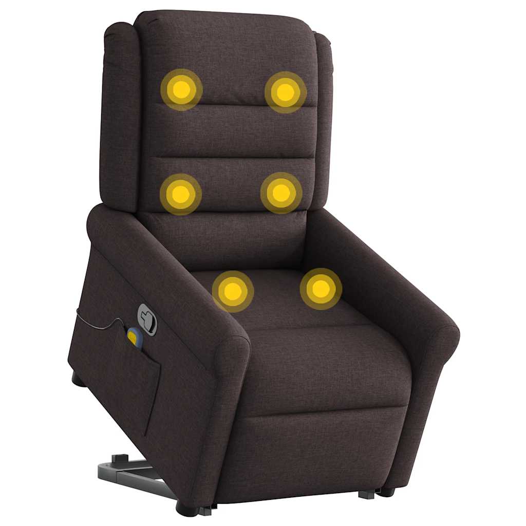 Massagesessel mit Aufstehhilfe Dunkelbraun Stoff