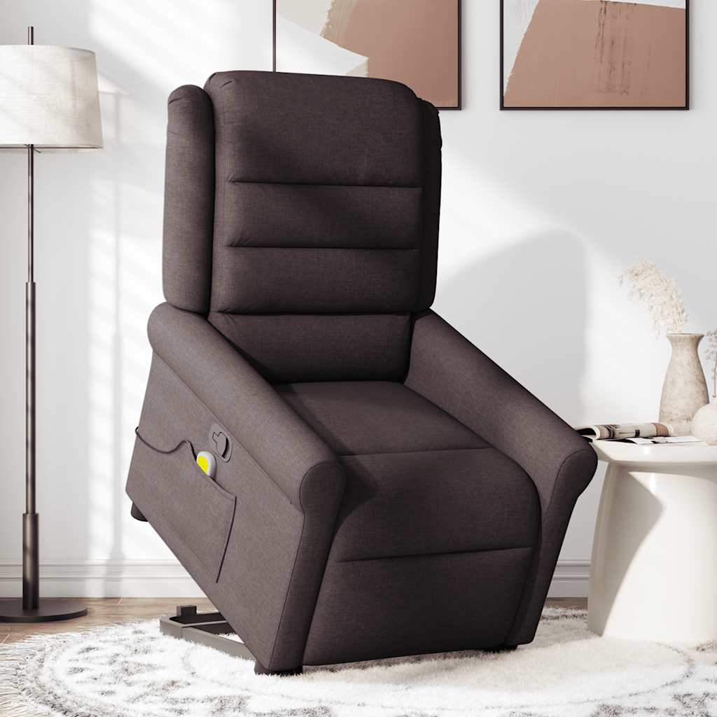 Massagesessel mit Aufstehhilfe Dunkelbraun Stoff