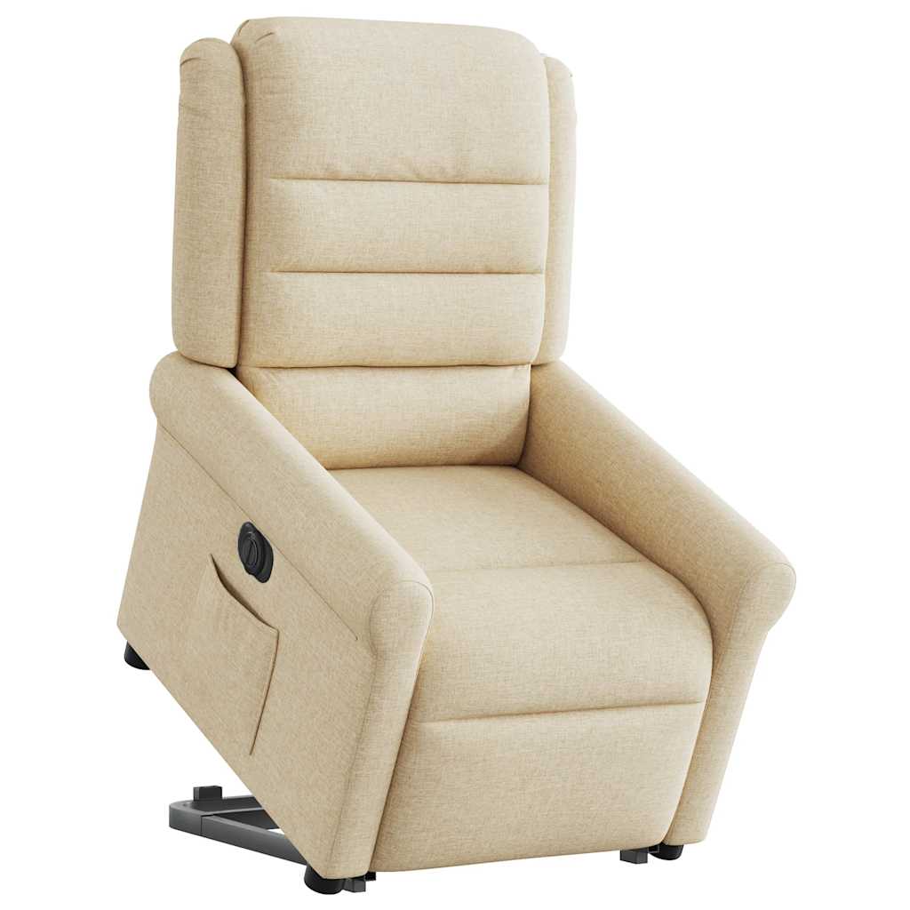 Relaxsessel mit Aufstehhilfe Elektrisch Creme Stoff