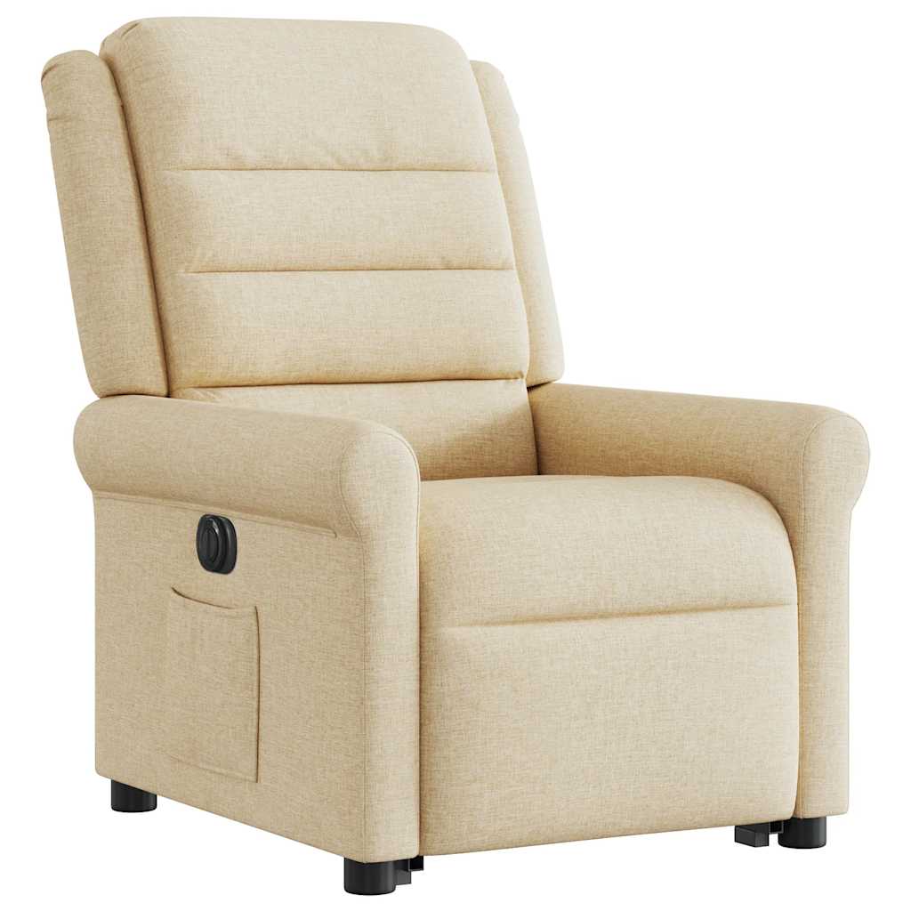 Relaxsessel mit Aufstehhilfe Elektrisch Creme Stoff
