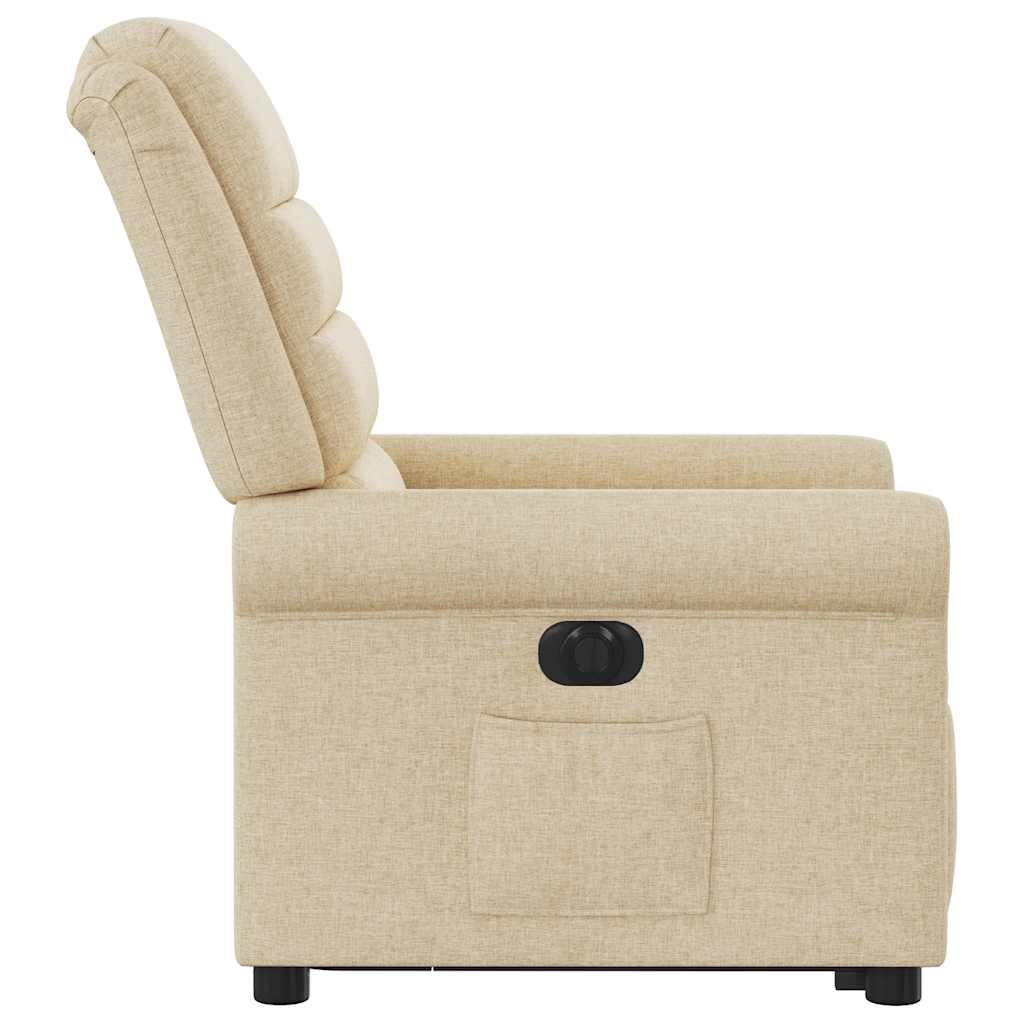 Relaxsessel mit Aufstehhilfe Elektrisch Creme Stoff