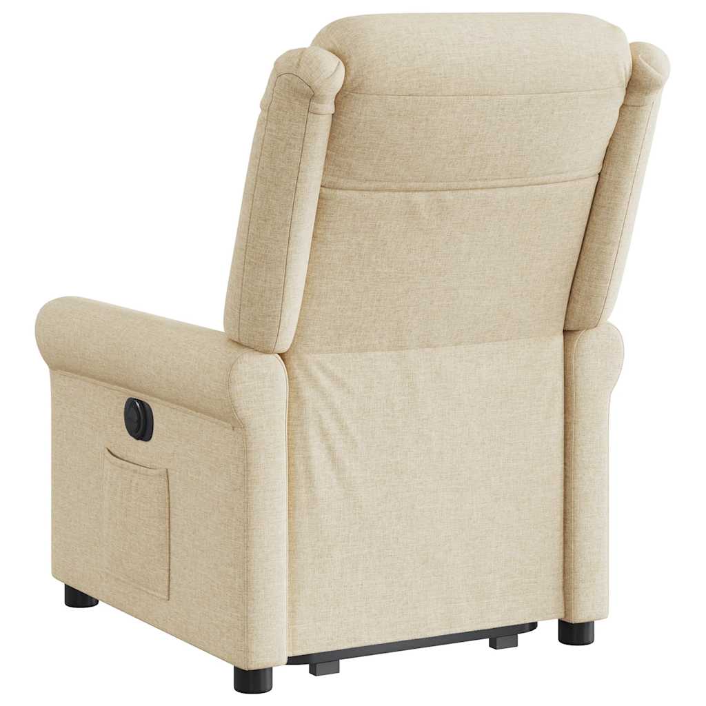 Relaxsessel mit Aufstehhilfe Elektrisch Creme Stoff