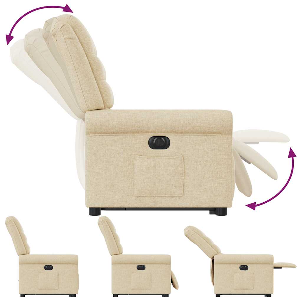 Relaxsessel mit Aufstehhilfe Elektrisch Creme Stoff