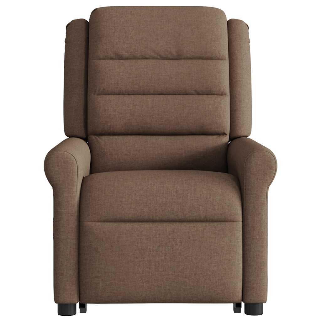Elektrischer Massagesessel mit Aufstehhilfe Braun Stoff