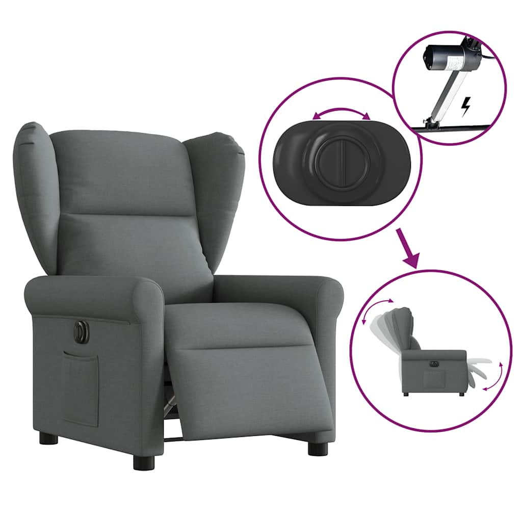 Relaxsessel Elektrisch Dunkelgrau Stoff