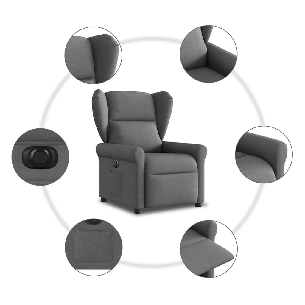 Relaxsessel Elektrisch Dunkelgrau Stoff
