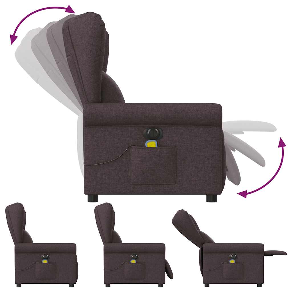 Massagesessel Elektrisch Dunkelbraun Stoff