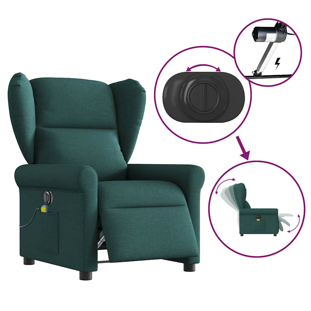 Massagesessel Elektrisch Dunkelgrün Stoff