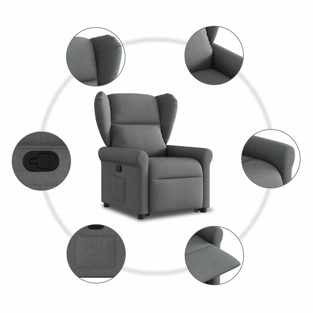 Relaxsessel mit Aufstehhilfe Dunkelgrau Stoff