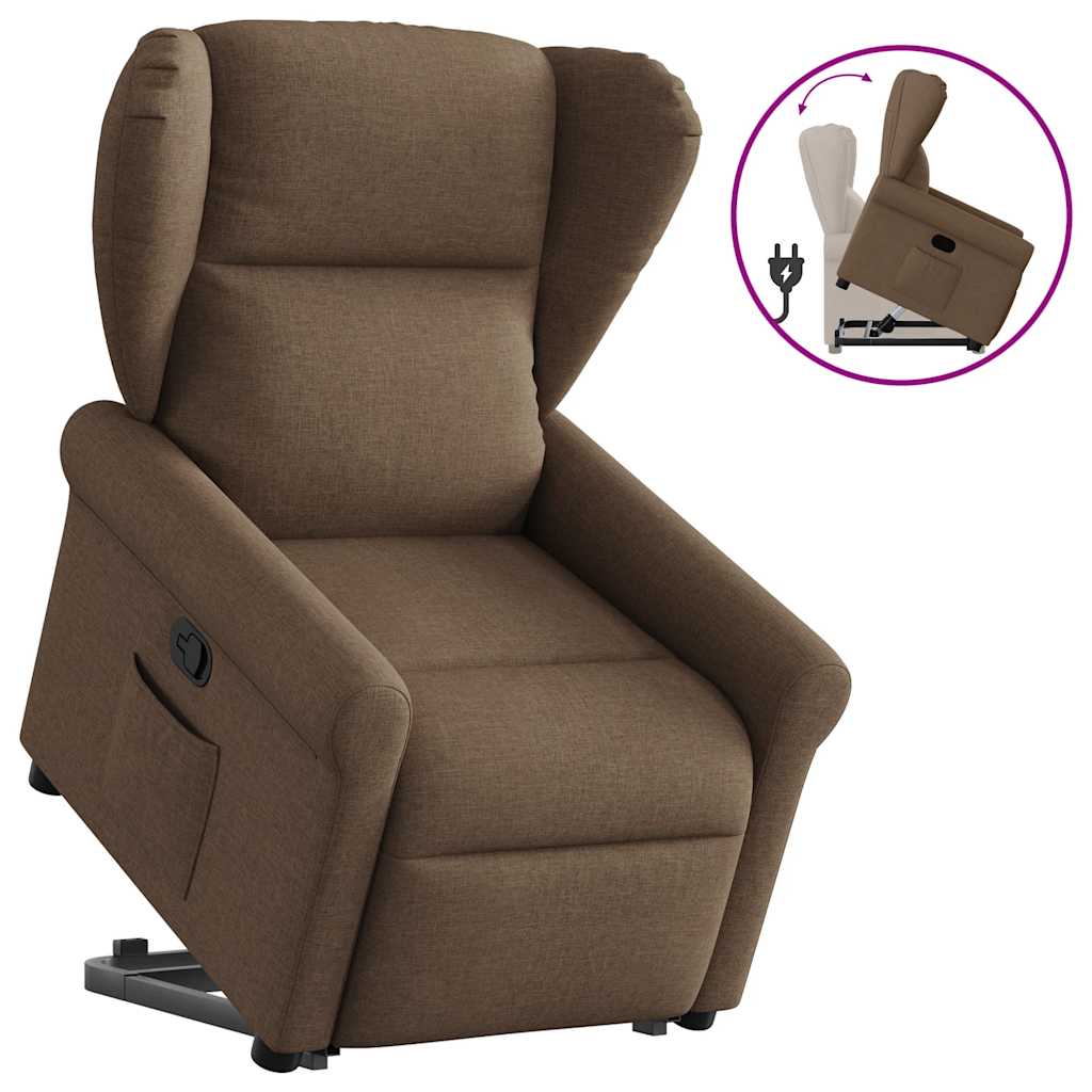 Relaxsessel mit Aufstehhilfe Braun Stoff