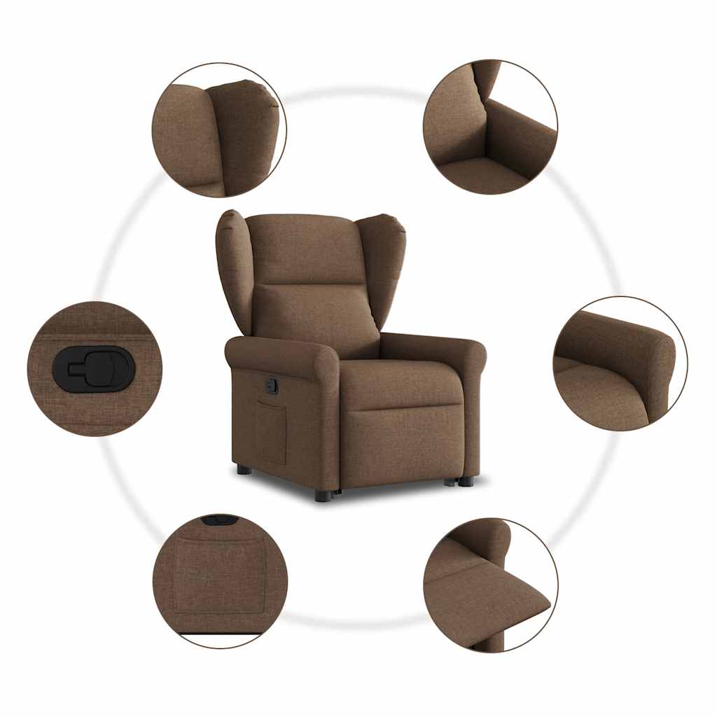 Relaxsessel mit Aufstehhilfe Braun Stoff