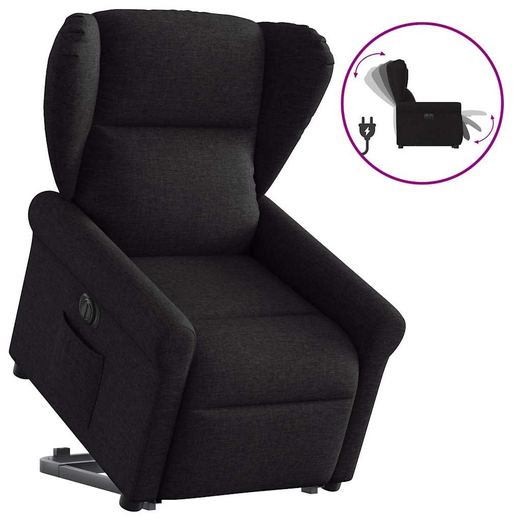 Relaxsessel mit Aufstehhilfe Elektrisch Schwarz Stoff