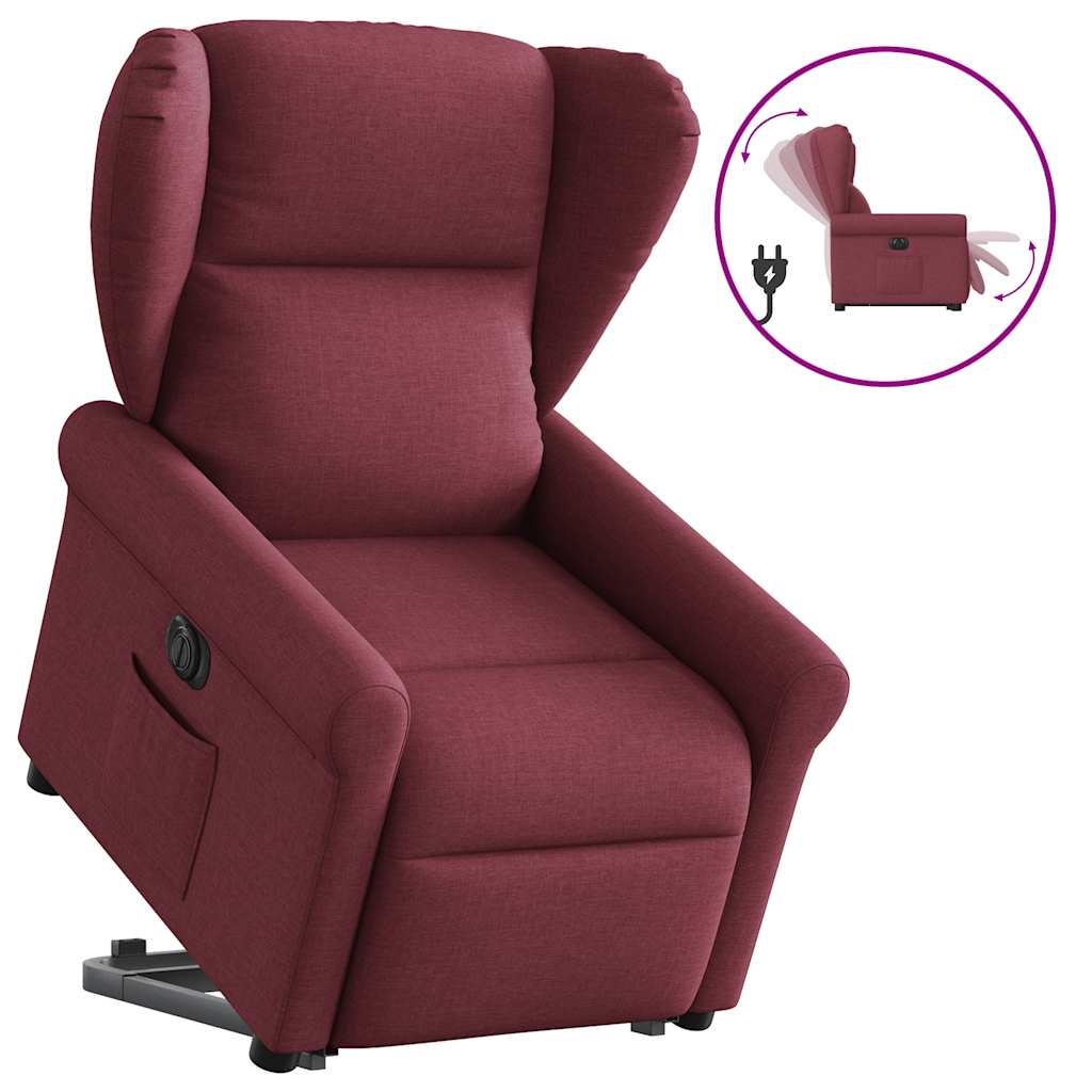 Relaxsessel mit Aufstehhilfe Elektrisch Weinrot Stoff