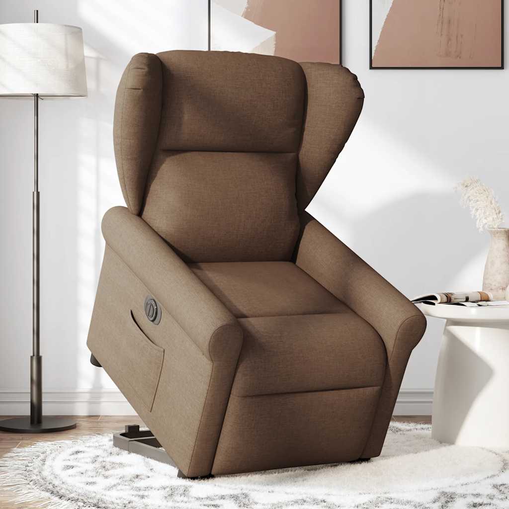 Relaxsessel mit Aufstehhilfe Elektrisch Braun Stoff