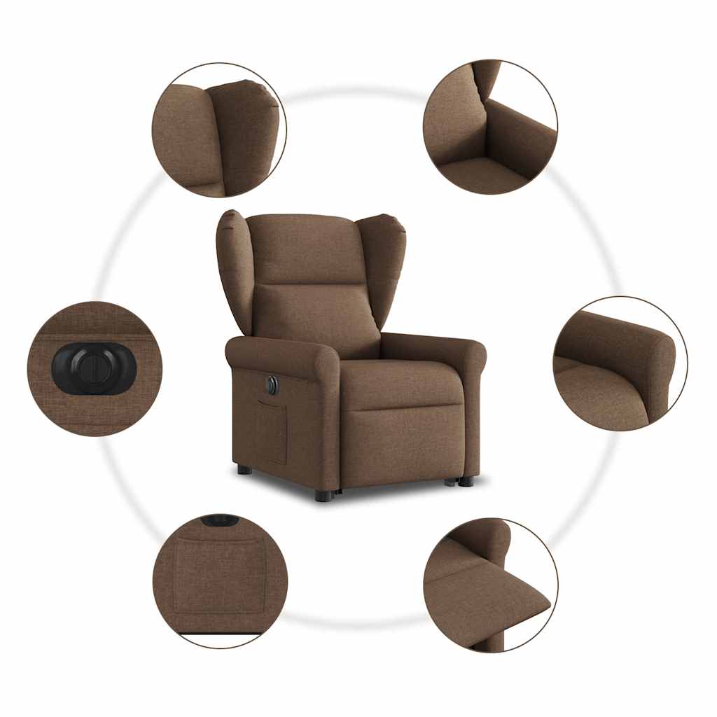 Relaxsessel mit Aufstehhilfe Elektrisch Braun Stoff