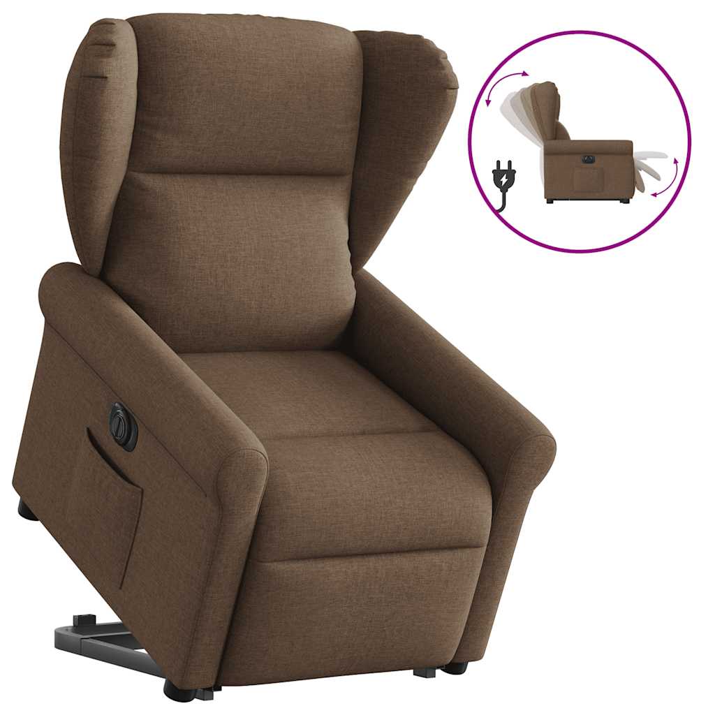 Relaxsessel mit Aufstehhilfe Elektrisch Braun Stoff