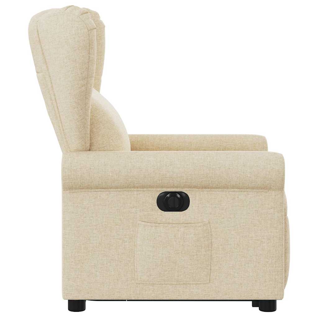 Relaxsessel mit Aufstehhilfe Elektrisch Creme Stoff