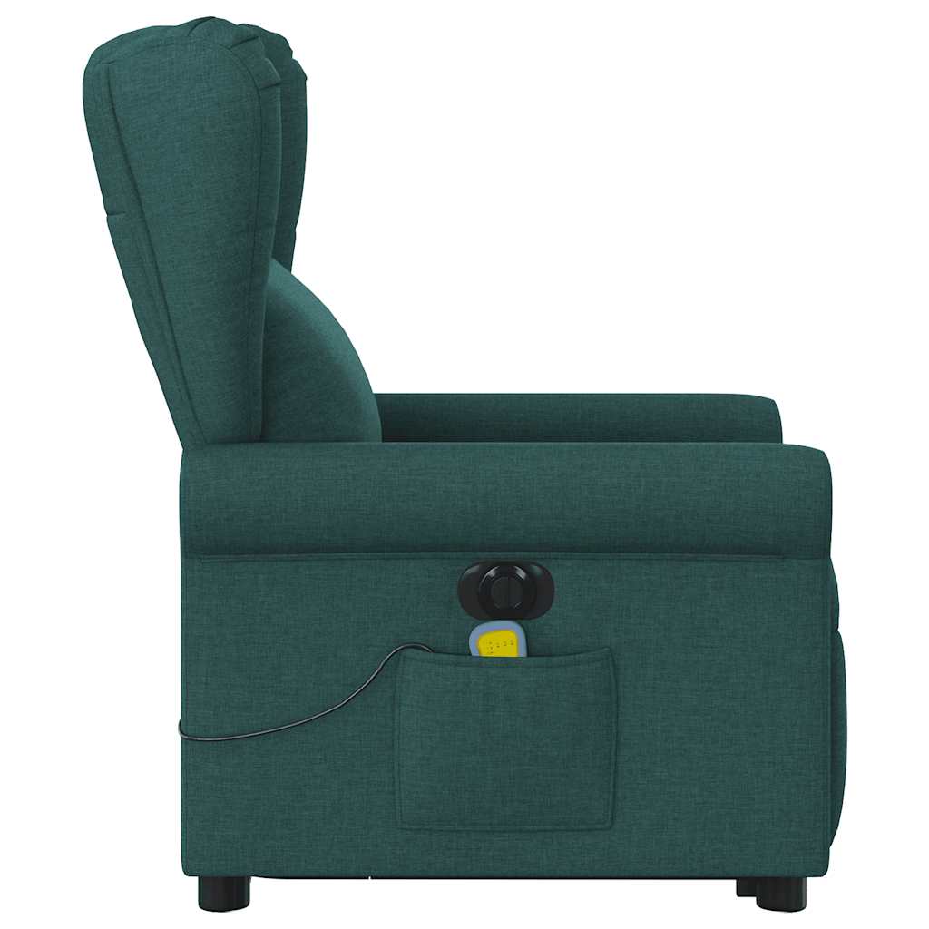 Fauteuil de massage électrique avec aide à la verticalisation en tissu vert foncé