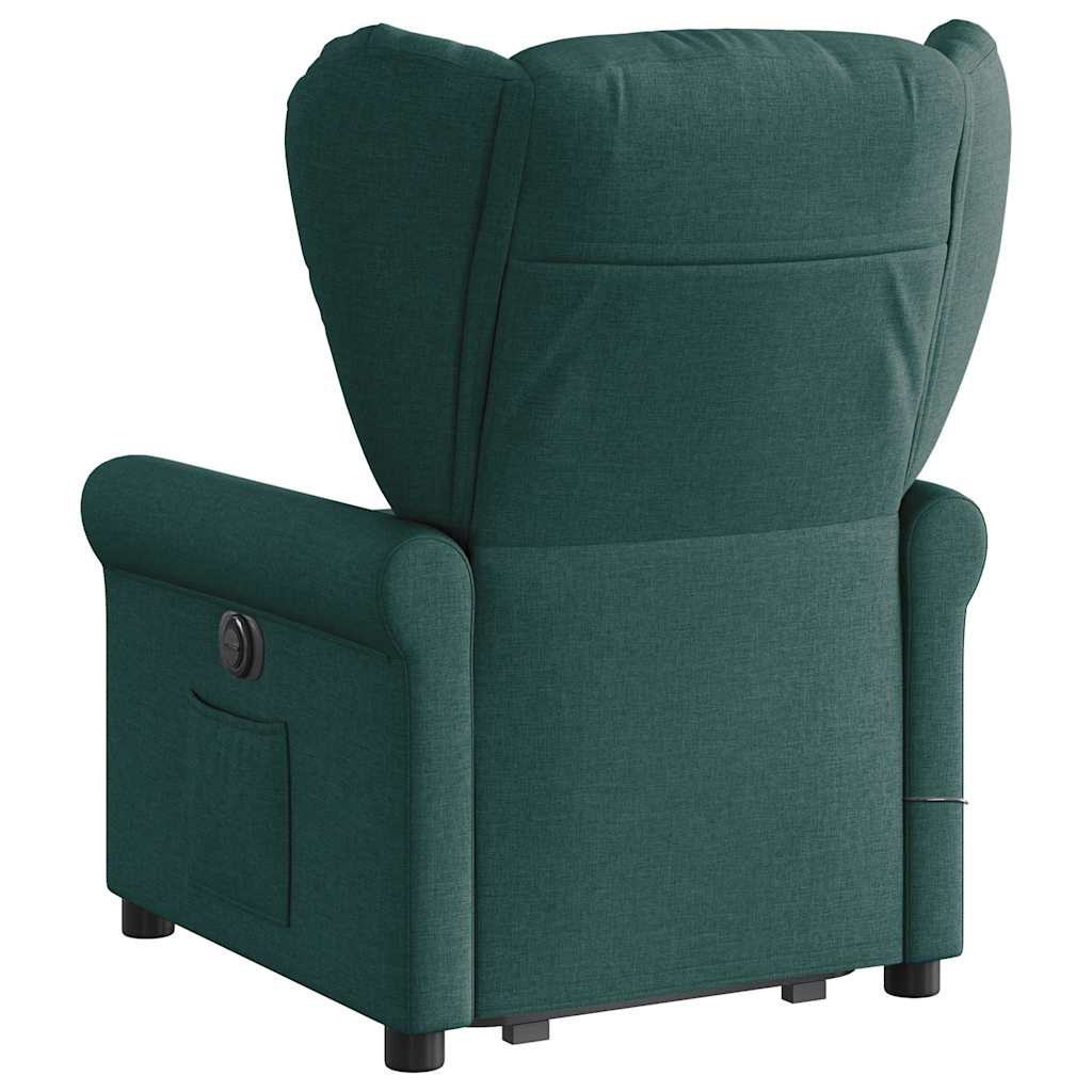 Fauteuil de massage électrique avec aide à la verticalisation en tissu vert foncé