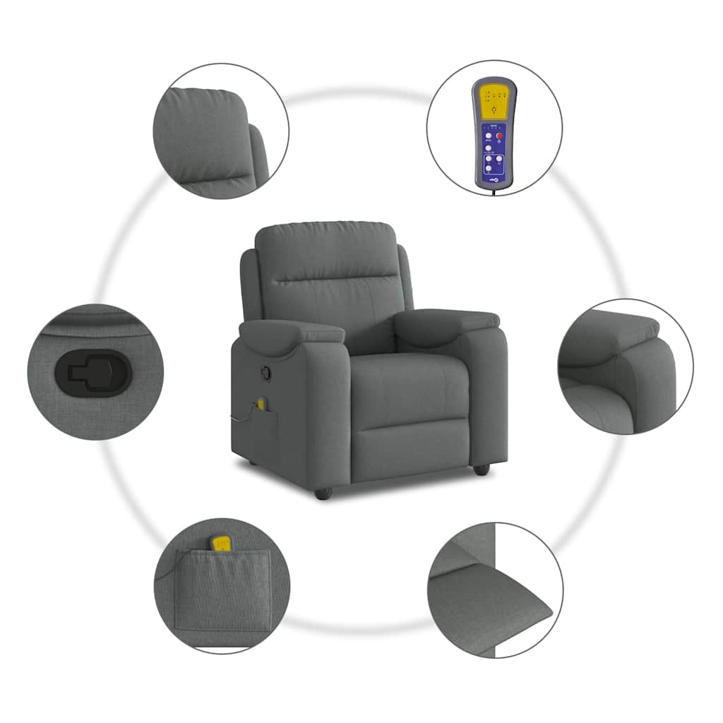 Massage-Relaxsessel, Stoff, Dunkelgrau