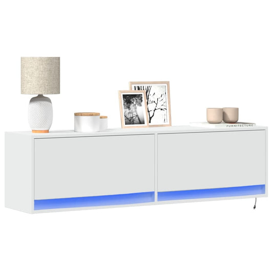 Meuble TV mural avec éclairage LED blanc 140x31x38 cm