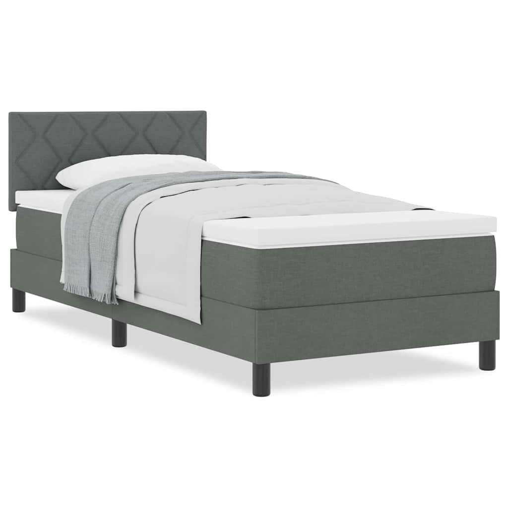 Boxspringbett mit Matratze Dunkelgrau 100 x 200 cm Stoff