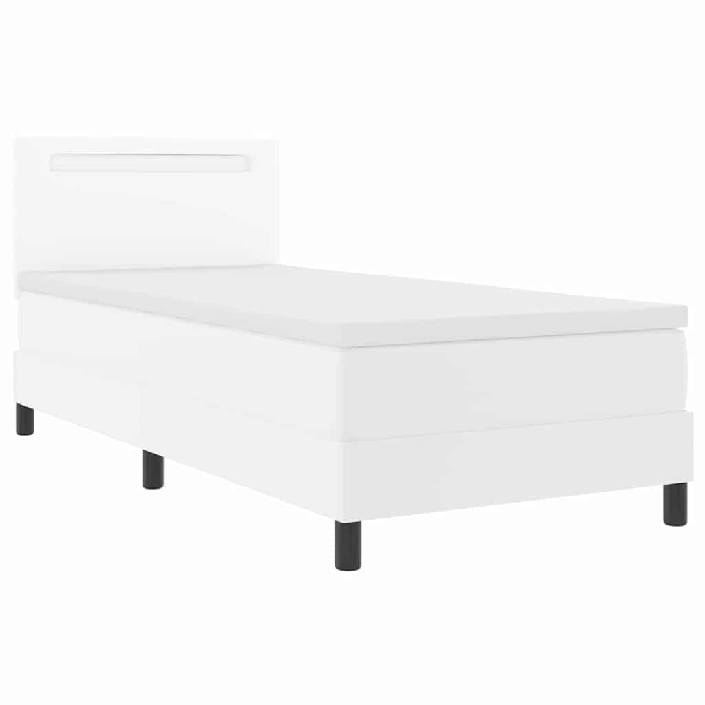 Bettgestell mit Matratze Weiß 90 x 200 cm Kunstleder