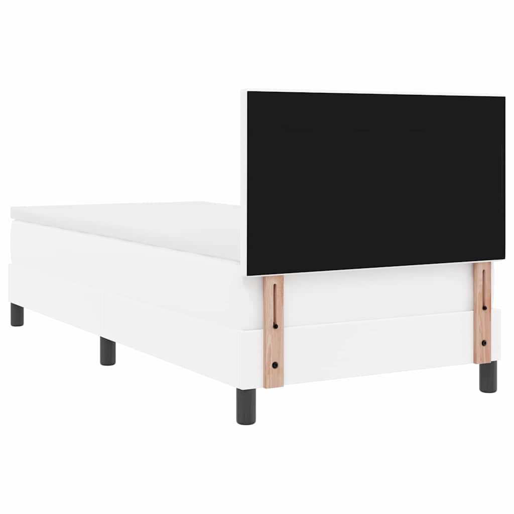 Bettgestell mit Matratze Weiß 90 x 200 cm Kunstleder