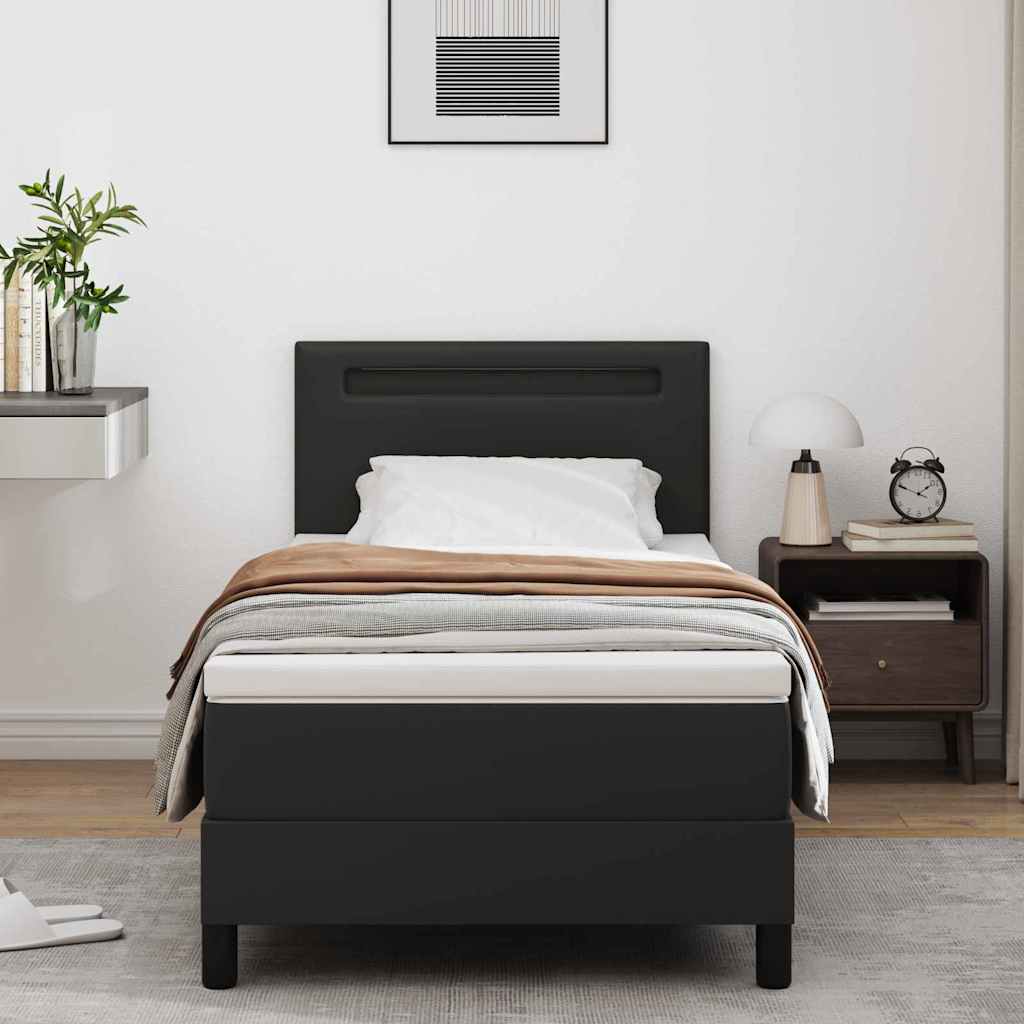 Bettgestell mit Matratze Schwarz 100 x 200 cm Kunstleder