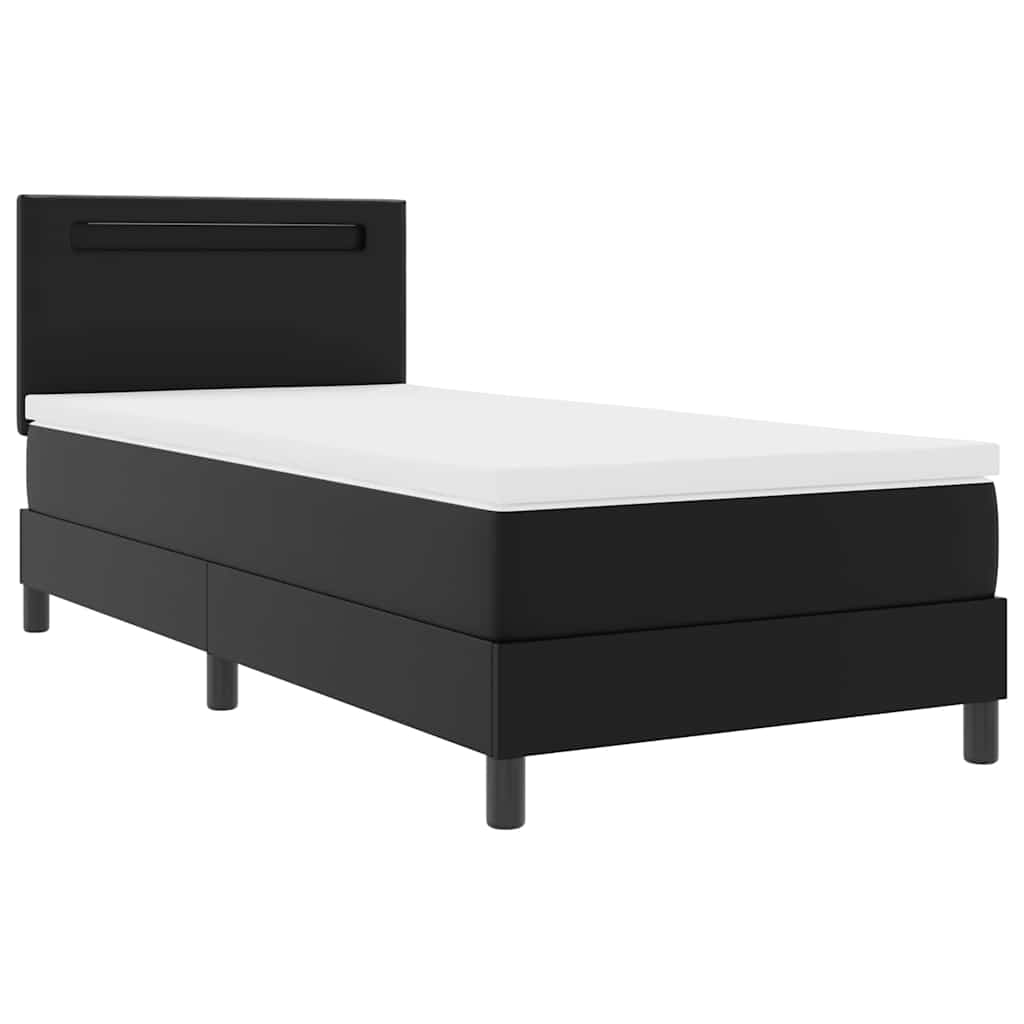 Bettgestell mit Matratze Schwarz 100 x 200 cm Kunstleder