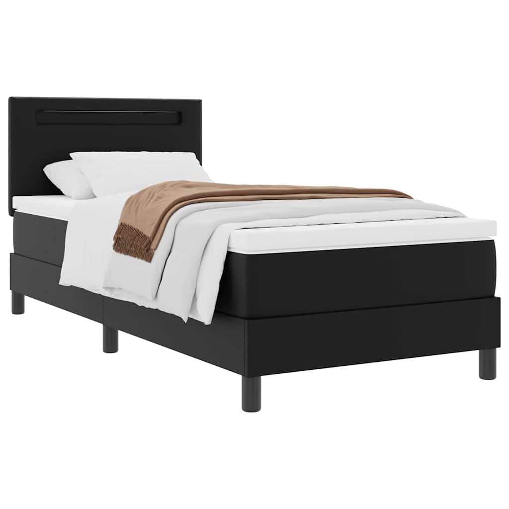 Bettgestell mit Matratze Schwarz 100 x 200 cm Kunstleder