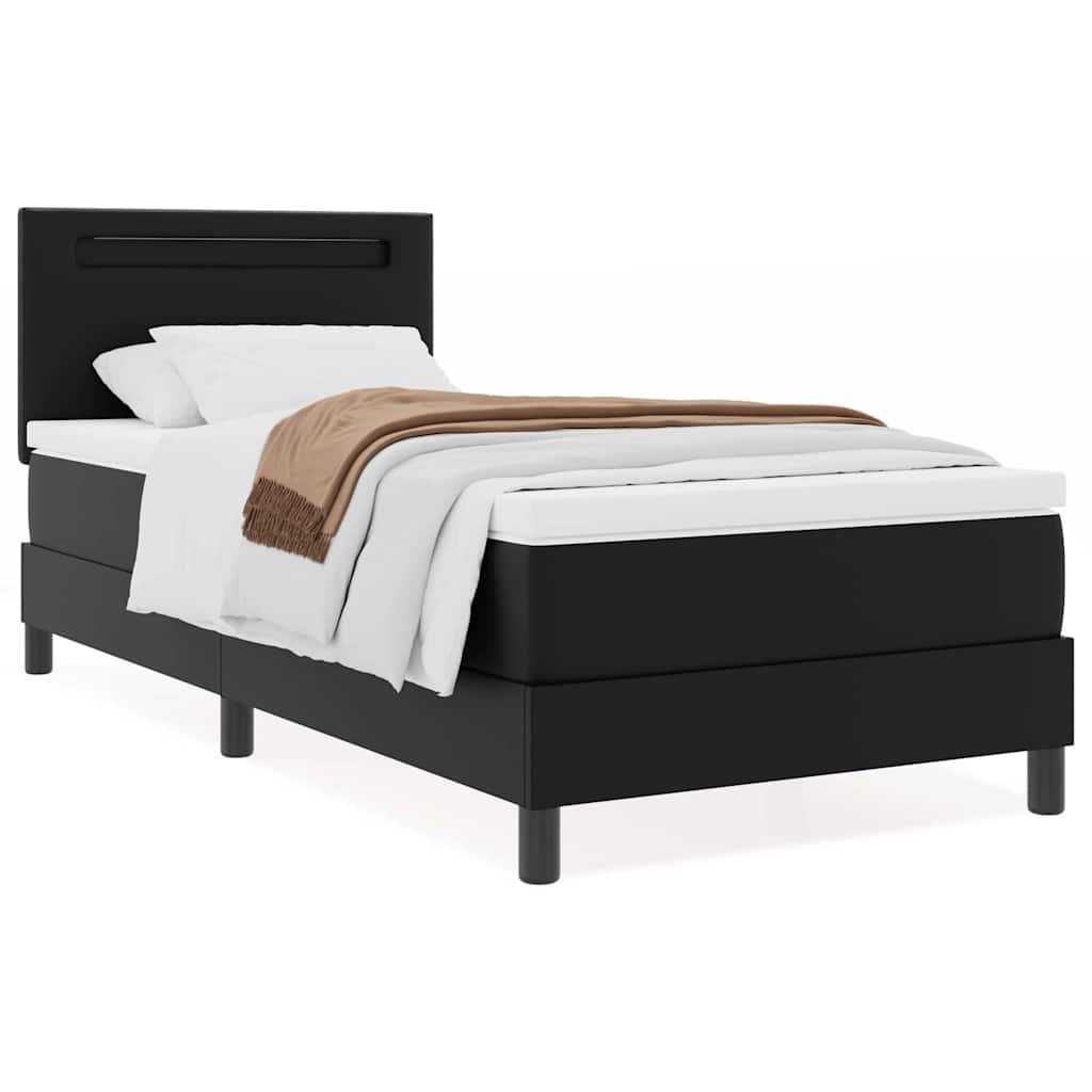 Bettgestell mit Matratze Schwarz 100 x 200 cm Kunstleder