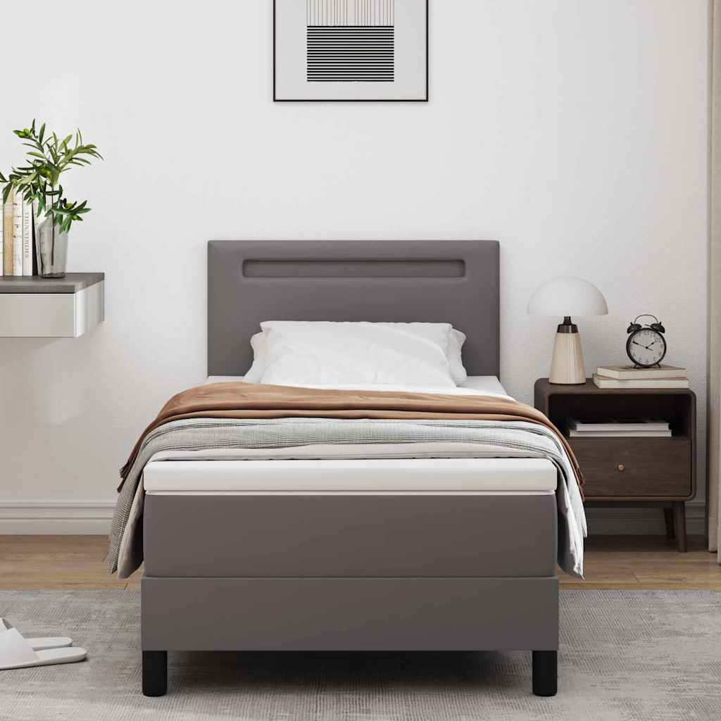 Bettgestell mit Matratze Grau 100 x 200 cm Kunstleder