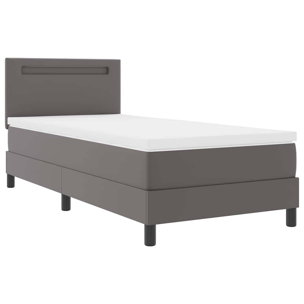Bettgestell mit Matratze Grau 100 x 200 cm Kunstleder