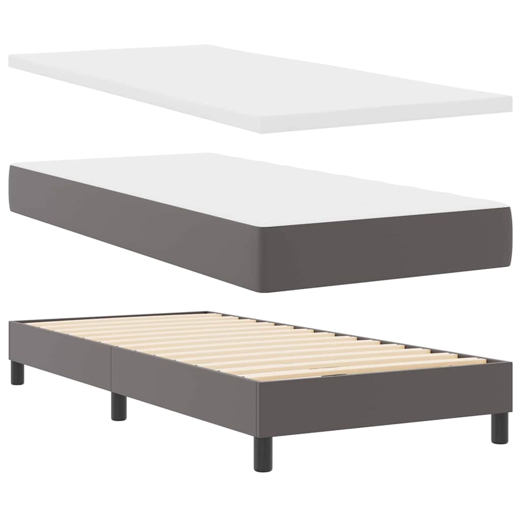 Bettgestell mit Matratze Grau 100 x 200 cm Kunstleder