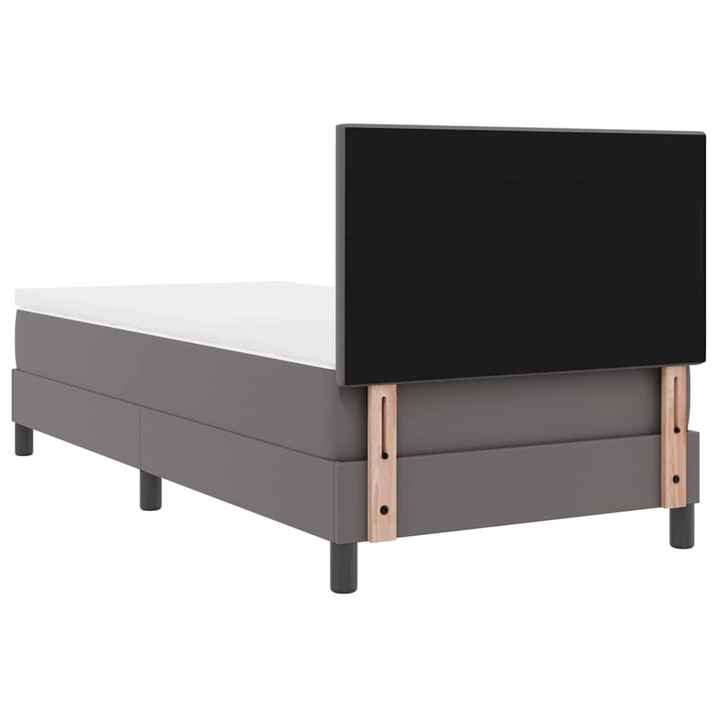 Bettgestell mit Matratze Grau 100 x 200 cm Kunstleder