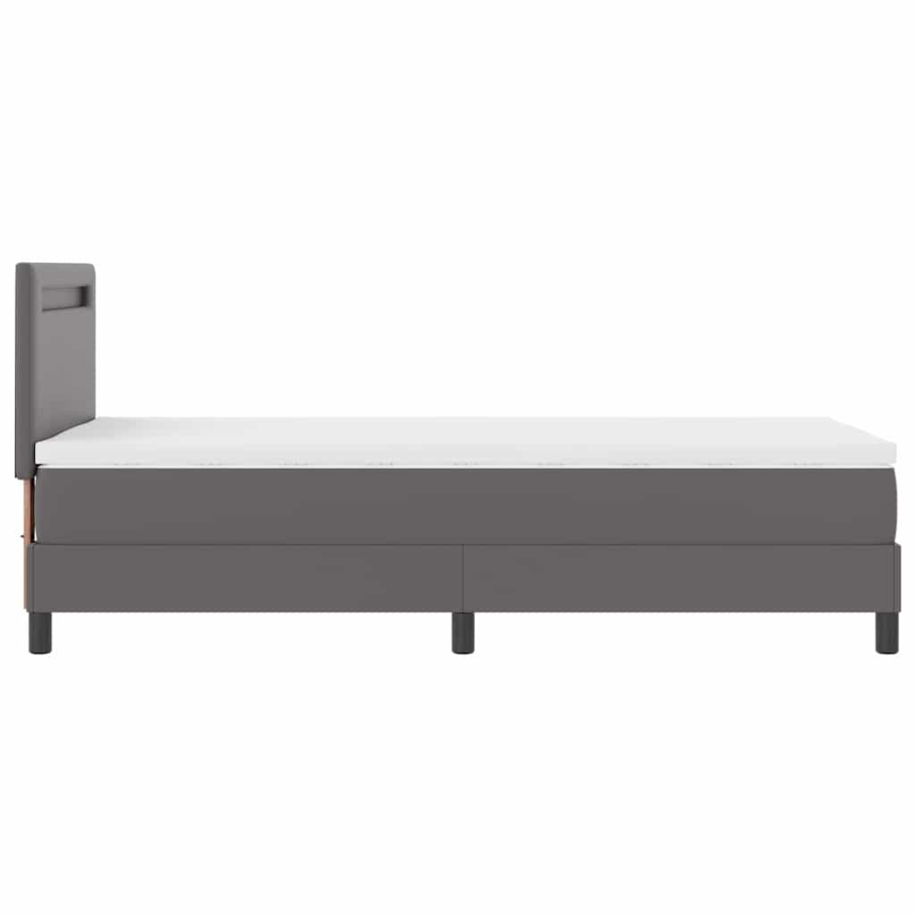 Bettgestell mit Matratze Grau 100 x 200 cm Kunstleder