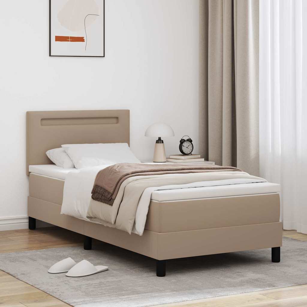 Bettgestell mit Matratze Cappuccino 100 x 200 cm Kunstleder