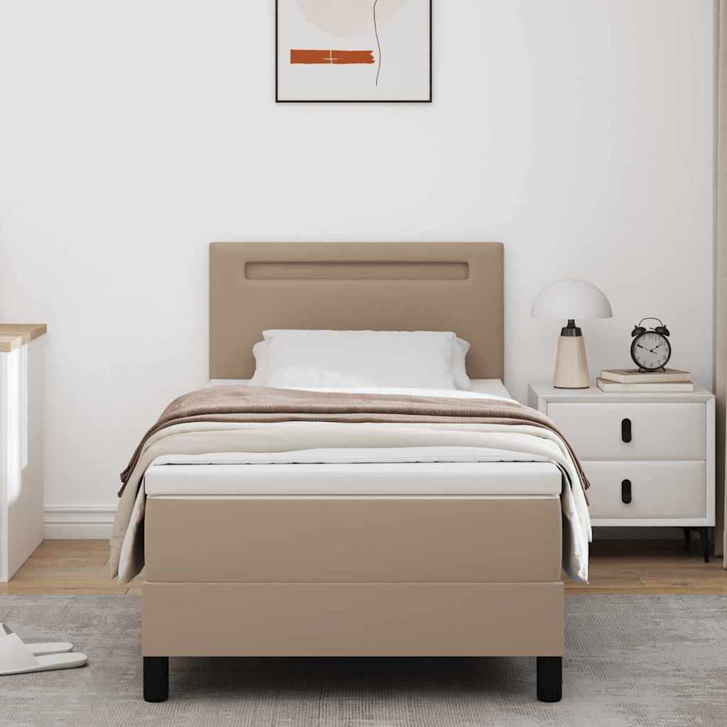 Bettgestell mit Matratze Cappuccino 100 x 200 cm Kunstleder